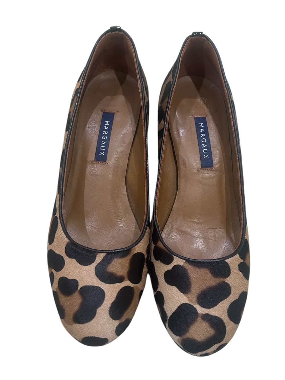 Margaux the Heel Ltd edition leopard suede Low Block Heel Pumps in box size 8